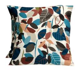 "2 X Iliv Botaniska Teal Blue Brown White Botanical Cushion Covers 16"" 18"