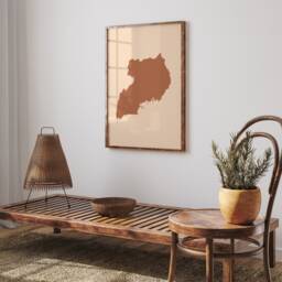 Uganda Map Boho Wall Art Print Mid Century Travel Poster - thumbnail 2