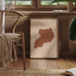 Uganda Map Boho Wall Art Print Mid Century Travel Poster - thumbnail 1
