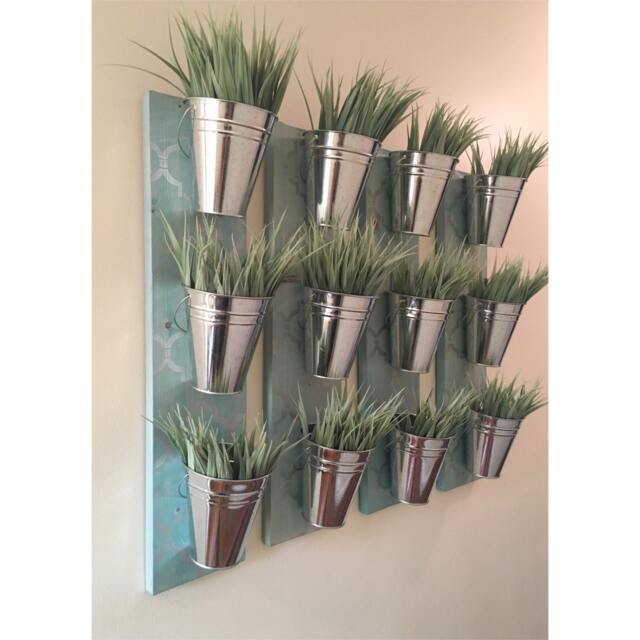 Indoor Wall Planter - Blue - One Row Of 3 Pots - image 1