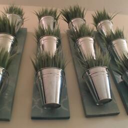 Indoor Wall Planter - Blue - One Row Of 3 Pots - thumbnail 2
