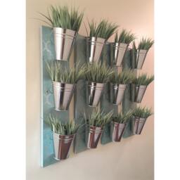 Indoor Wall Planter - Blue - One Row Of 3 Pots