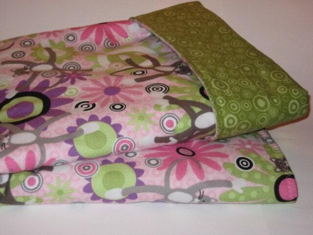 Cuddly Flannel Monkey Cat Baby Blanket/Quilt, Stroller Toddler Nap - image 1