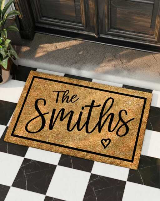 Personalized Welcome Mat - Custom Family Name Doormat - Housewarming Gift Wedding Outdoor Entryway Rug Realtor Closing - image 1