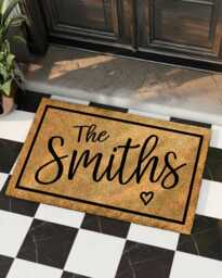Personalized Welcome Mat - Custom Family Name Doormat - Housewarming Gift Wedding Outdoor Entryway Rug Realtor Closing - thumbnail 1