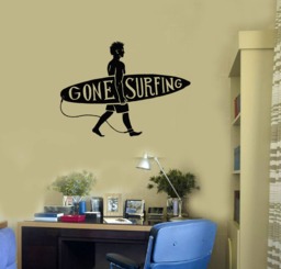 Surfer Vinyl Wall Decal Surfing Man Quote Beach Style Surf Room Decor Stickers Mural - #2723Di - thumbnail 1