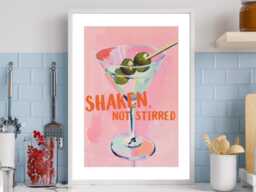 Shaken Not Stirred - Wall Print Abstract Cocktail Martini Bar Prints Gin Gift Idea Bespoke Poster A5 A4 A3 Framed Or Unframed - thumbnail 1