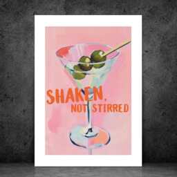Shaken Not Stirred - Wall Print Abstract Cocktail Martini Bar Prints Gin Gift Idea Bespoke Poster A5 A4 A3 Framed Or Unframed - thumbnail 2