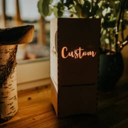 Wooden Desk Lamp Lantern, Modern Led Light, Custom Shade - thumbnail 2