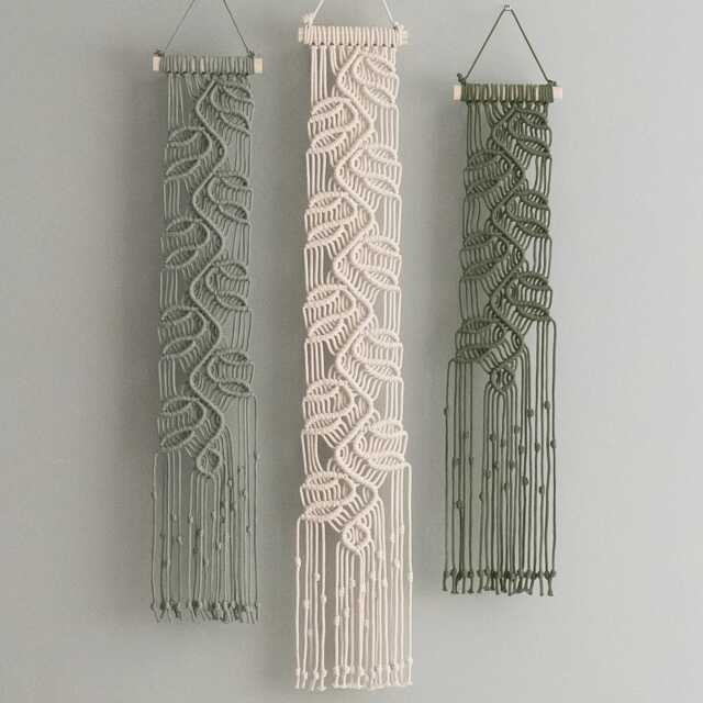 Boho Leaf Wall Art, Minimalist Decor, Large Macrame New Home Gift, Narrow Lea Hanging, W15 - image 1