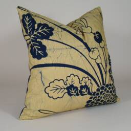 Floral Batik Pillow Cover Vintage Japanese Indigo Throw - thumbnail 2