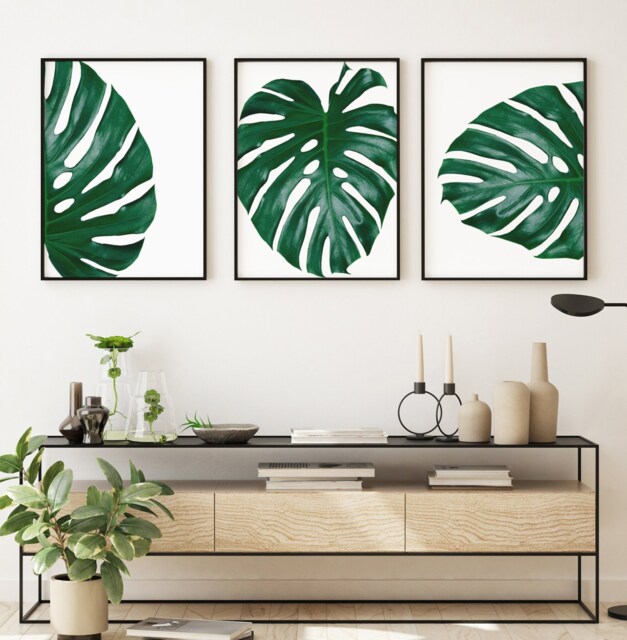 Botanical Monstera Leaves Home Wall Art Decor Prints Poster Printing Framing A5 A4 8x10 A3 A2 - image 1