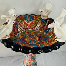 Talavera Mexican Pottery Bird Bath - thumbnail 2