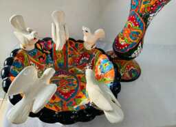 Talavera Mexican Pottery Bird Bath