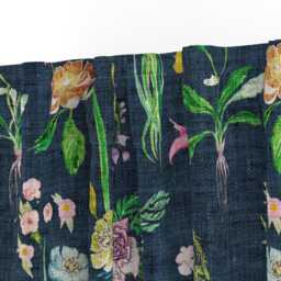 Floral Curtain Panel - Summer Daisy Navy Blue Flowers Rose Vintage Custom Jane By Nouveau_Bohemian - thumbnail 3