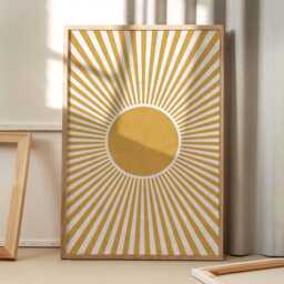 Sun Mid Century Art Canvas Poster, Retro Wall Art, Modern Aesthetic Decor, Home Printed Gift - thumbnail 2