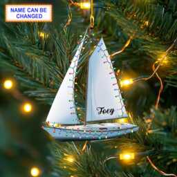 Custom Name Sailboat Personalized Ornament, Christmas Tree Hanging Decor, 2D Flat Ornament