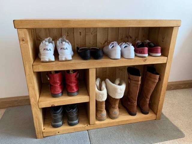 Shoe Rack Boot Handmade Rustic Solid Wood Hallway Storage - image 1