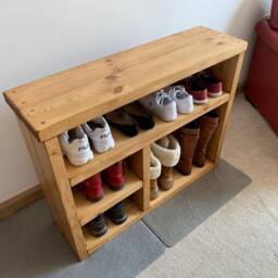 Shoe Rack Boot Handmade Rustic Solid Wood Hallway Storage - thumbnail 3