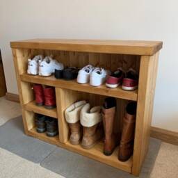 Shoe Rack Boot Handmade Rustic Solid Wood Hallway Storage - thumbnail 2