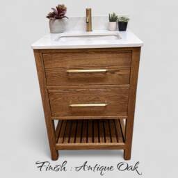 Leominster 2 - Classic Oak Bathroom Vanity With Prestbury Or Alderley Under-Mounted Basin - thumbnail 1