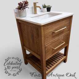 Leominster 2 - Classic Oak Bathroom Vanity With Prestbury Or Alderley Under-Mounted Basin - thumbnail 2
