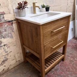 Leominster 2 - Classic Oak Bathroom Vanity With Prestbury Or Alderley Under-Mounted Basin - thumbnail 3