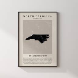 Abstract North Carolina Map Vintage Wall Art Print Us State - United States Of America Usa Travel Poster - thumbnail 1