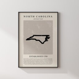 Abstract North Carolina Map Vintage Wall Art Print Us State - United States Of America Usa Travel Poster - thumbnail 3
