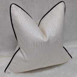 "Ivory Cushion Cover With Black Satin Piped ""Verase" - thumbnail 2