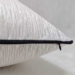 "Ivory Cushion Cover With Black Satin Piped ""Verase" - thumbnail 3