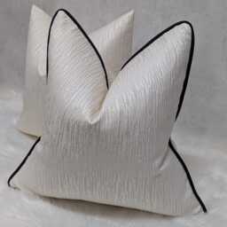 "Ivory Cushion Cover With Black Satin Piped ""Verase"