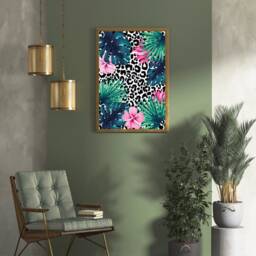 Leopard Print Tropical Wall Print, Flowers Poster, Botanical Animal Decor - thumbnail 3