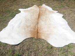 Beige Light Brown Large New Cowhide Rug Natural Hair On - 7x7 Ft Size Approx Tri-Color Brown Tones Soft Carpet Cow Hide 6x6 E-B - thumbnail 1