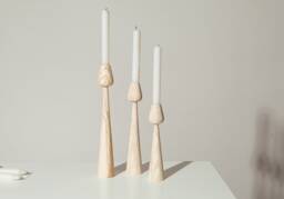 Wooden Candlestick Set Of 3 Rustic Beech Wood Candle Holders