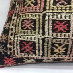 Vintage Turkish Kilim Lumbar Pillow Cover, Ethnic Woven Cushion - 16x24 - thumbnail 3