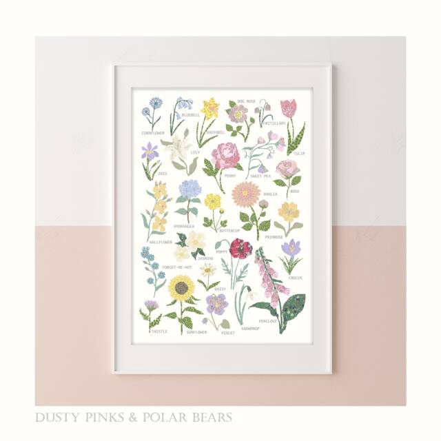 Floral Edition - All Flowers Print Florals Children's Prints -Floral Bedroom Flower Nursery Wall Art Liberty - image 1