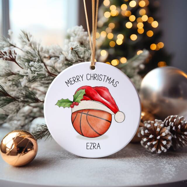 Basketball Christmas Tree Decoration, Personalised Bauble, Sports Decoration - image 1