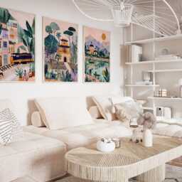 Hanoi Vietnam Poster Set Of 3, Vintage Inspired City Landscape Wall Art, Neutral Asian Travel Prints - thumbnail 2