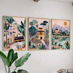 Hanoi Vietnam Poster Set Of 3, Vintage Inspired City Landscape Wall Art, Neutral Asian Travel Prints - thumbnail 3