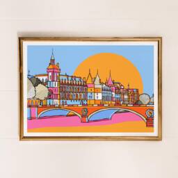 Seine River Paris Art Print, Colourful Travel Illustration - thumbnail 1