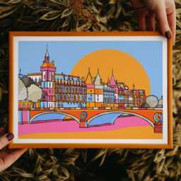 Seine River Paris Art Print, Colourful Travel Illustration - thumbnail 3