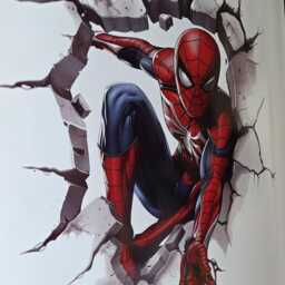 Spiderman Smashing Through The Wall Cracked Design Adult Children's Games Room Home Decoration Vinyl Graphic Sticker Glossy - thumbnail 4