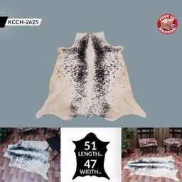 Natural Black & White Cowhide Rug Hair-On Leather Area Rug - 51x47 Inches - thumbnail 2