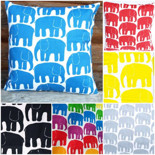 Decorative Pillow Cover White Bright Blue Elephants Cotton Pillow Scandinavian Design Throw Pillows Floor Cushions Accent Pillows - image 1