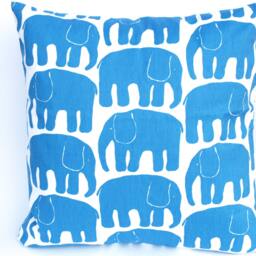 Decorative Pillow Cover White Bright Blue Elephants Cotton Pillow Scandinavian Design Throw Pillows Floor Cushions Accent Pillows - thumbnail 3