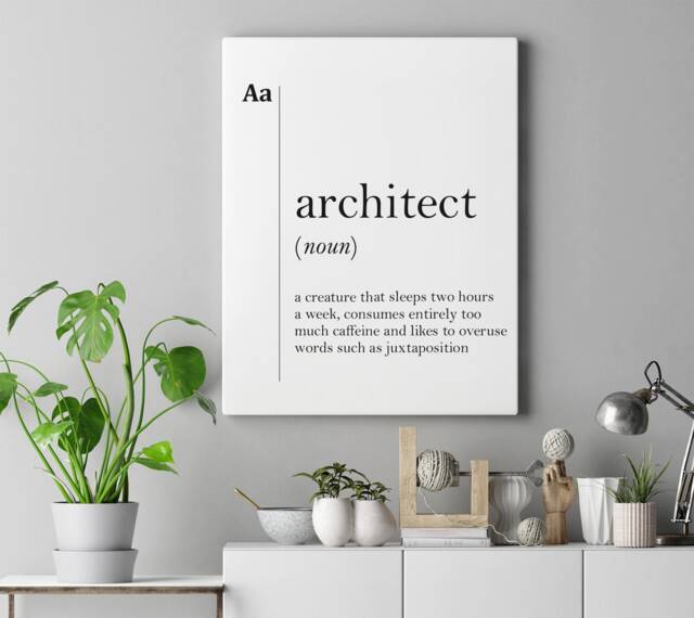 Architect Canvas Art Gift Definition Print Office Decor Coworker New Job Wall Dictionary Scandinavian - image 1