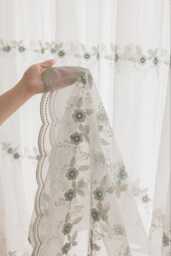 3 Colours Custom Curtains Intricate Floral Embroidery Sheer Curtain For Bedroom Living Room - thumbnail 1
