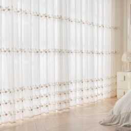 3 Colours Custom Curtains Intricate Floral Embroidery Sheer Curtain For Bedroom Living Room - thumbnail 4