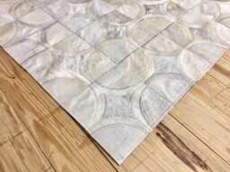 Cowhide Patchwork Rug Handmade Off-White Leather Circles - thumbnail 1
